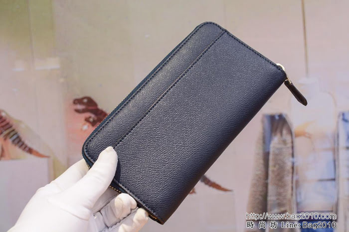 COACH蔻馳 原單 2017新款 Coach57713 最新皮紋顆粒紋牛皮 女士拉鏈錢包  Chz1461
